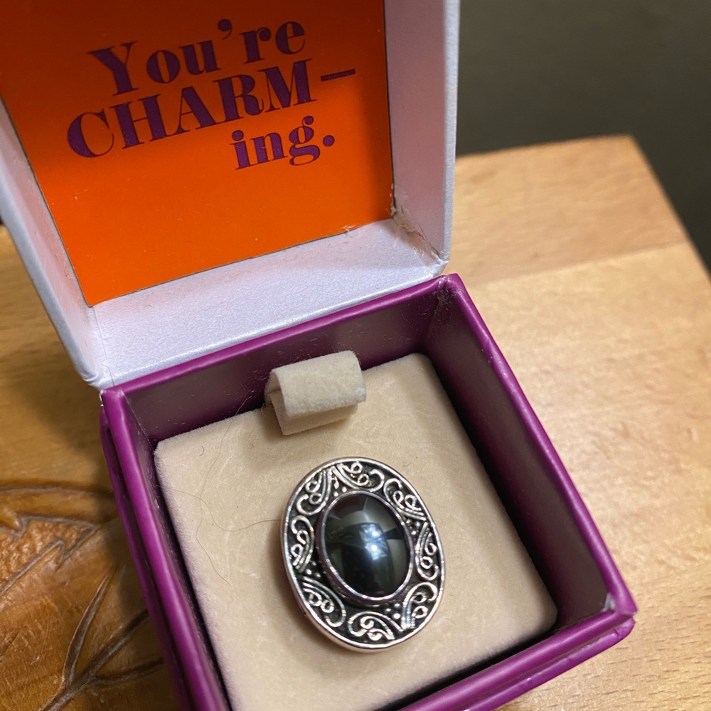 Lori Bonn Sterling Silver grey hematite Gemstone slide charm